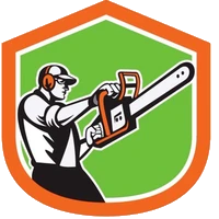 Chad's Chippers logo — arborist with chainsaw